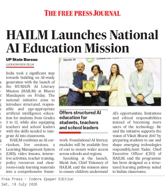 The Free Press Journal press clipping — Page 7 · July 18, 2026 · Mumbai, Indore & Bhopal
