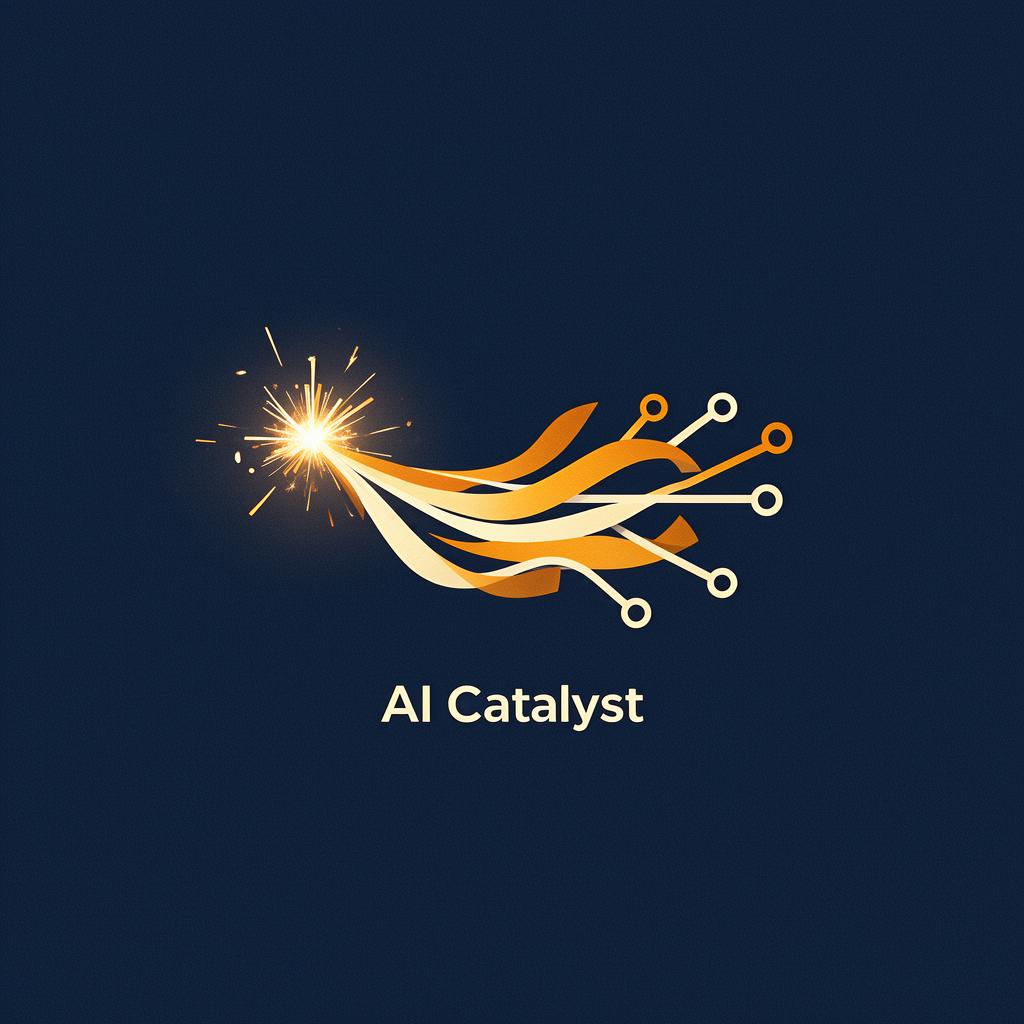 Spark igniting ribbons of energy and a network, representing AI Catalyst schools